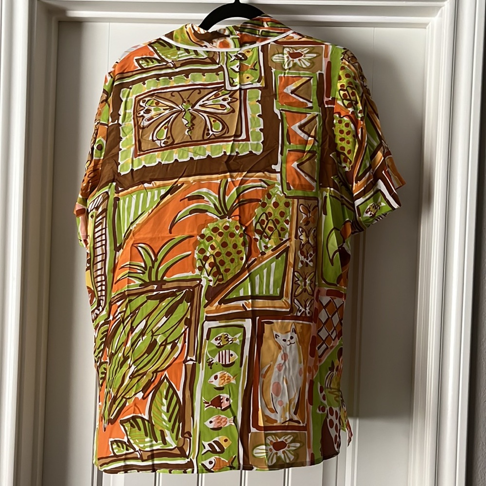 Bob Mackie in excellent condition silk button up tropical bohemian shirt - Picture 6 of 6